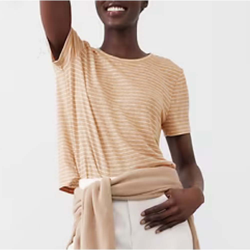 New! Banana Republic Linen Blend Striped Beige Women's Top NWT
